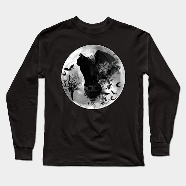 Halloween Batcat Long Sleeve T-Shirt by AmbersDesignsCo